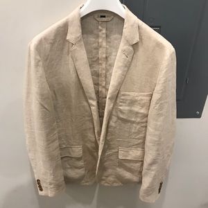 J Crew Linen Blazer Tan size L Great Condition!